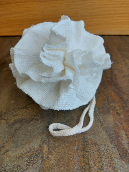 Natural soft shower floofa, bath puff, or Scrunchie. Soft and gentle way of producing a rich thick luxurious lather