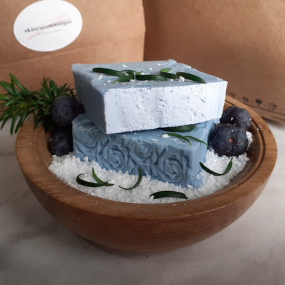 Sea salt and Juniper Naturally Moisturising Hand made Olive Oil Soap. Subtle scent. Ideal for sensitive skin.